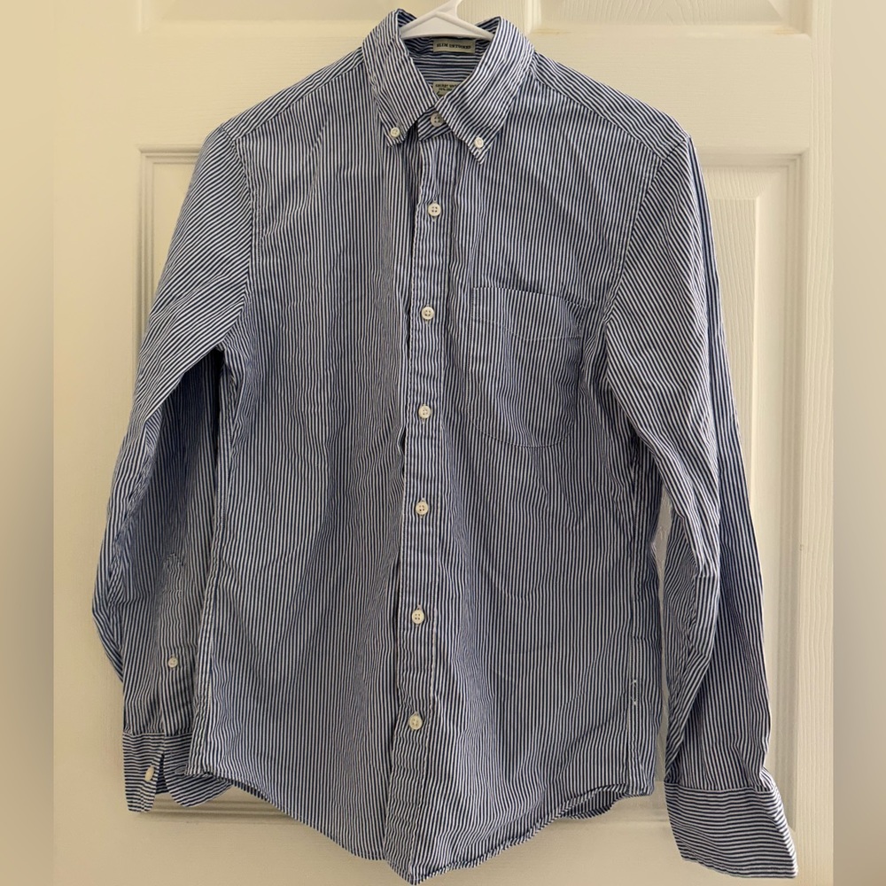 J. Crew Slim Untucked Poplin Shirt | Color: Blue/White Stripe| Size: XS